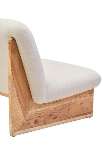 Parova Two Seater Linen Texture Armless Sofa With Wood Base Orsina