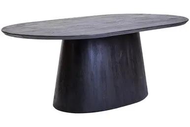 Perdoba Oval Mango Wood Black Finish Dining Table Orsina