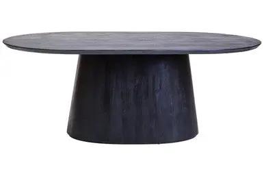 Perdoba Oval Mango Wood Black Finish Dining Table Orsina