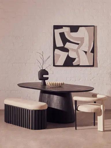 Perdoba Oval Mango Wood Black Finish Dining Table Orsina