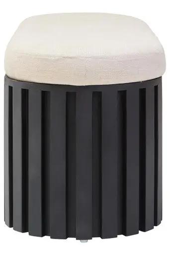 Perdoba Ridge Base Mango Wood Black Finish Texture Fabric Bench Orsina