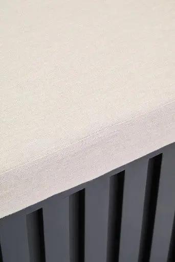 Perdoba Ridge Base Mango Wood Black Finish Texture Fabric Bench Orsina