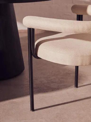 Perdoba Texture Fabric Black Iron Frame Dining Chair Orsina