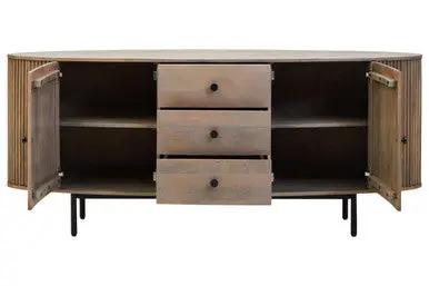 Torello Three Drawer Grey Mango Wood Sideboard Orsina