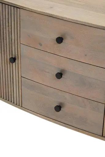 Torello Three Drawer Grey Mango Wood Sideboard Orsina