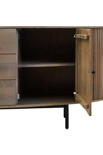 Torello Three Drawer Grey Mango Wood Sideboard Orsina