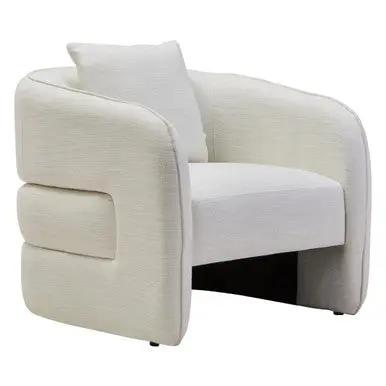 Bilani Cream Linen Effect Curved Chair Orsina