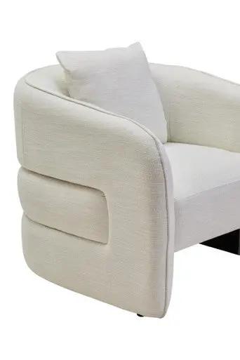 Bilani Cream Linen Effect Curved Chair Orsina