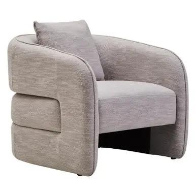 Bilani Grey Linen Effect Curved Chair Orsina