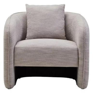 Bilani Grey Linen Effect Curved Chair Orsina
