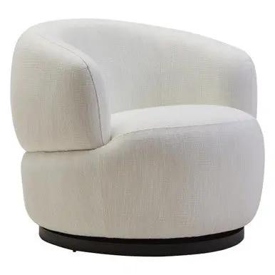 Bordo Textured Cream Curved Swivel Chair Orsina