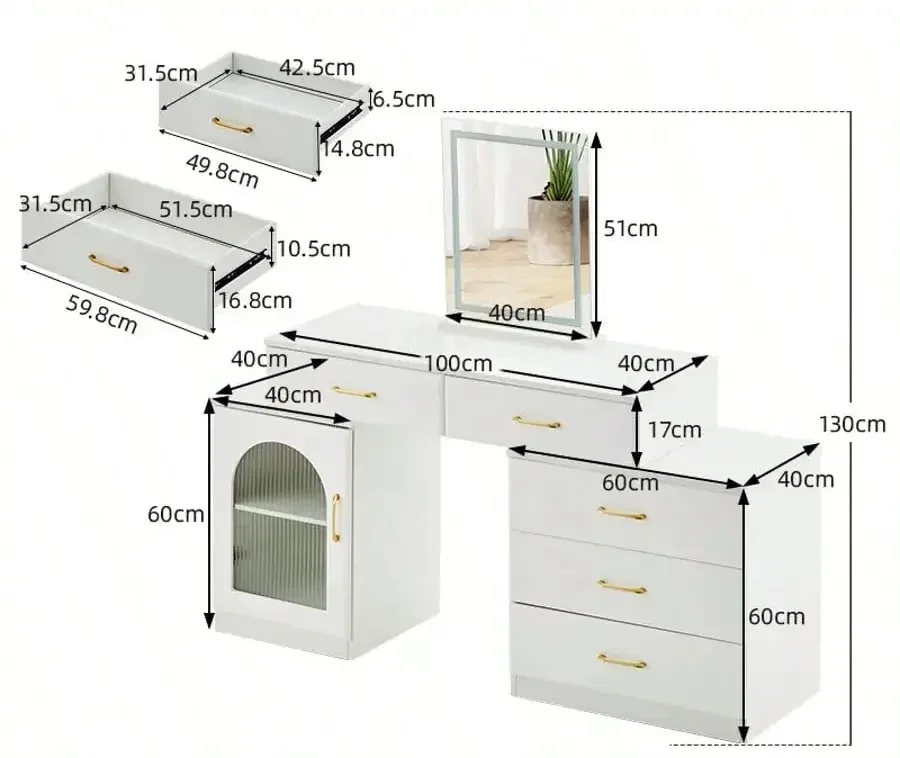 Cassidy White Vanity Table with LED Mirror & Storage Drawers Refined Maison®