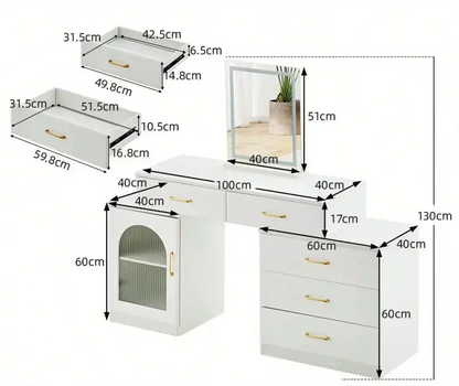 Cassidy White Vanity Table with LED Mirror & Storage Drawers Refined Maison®