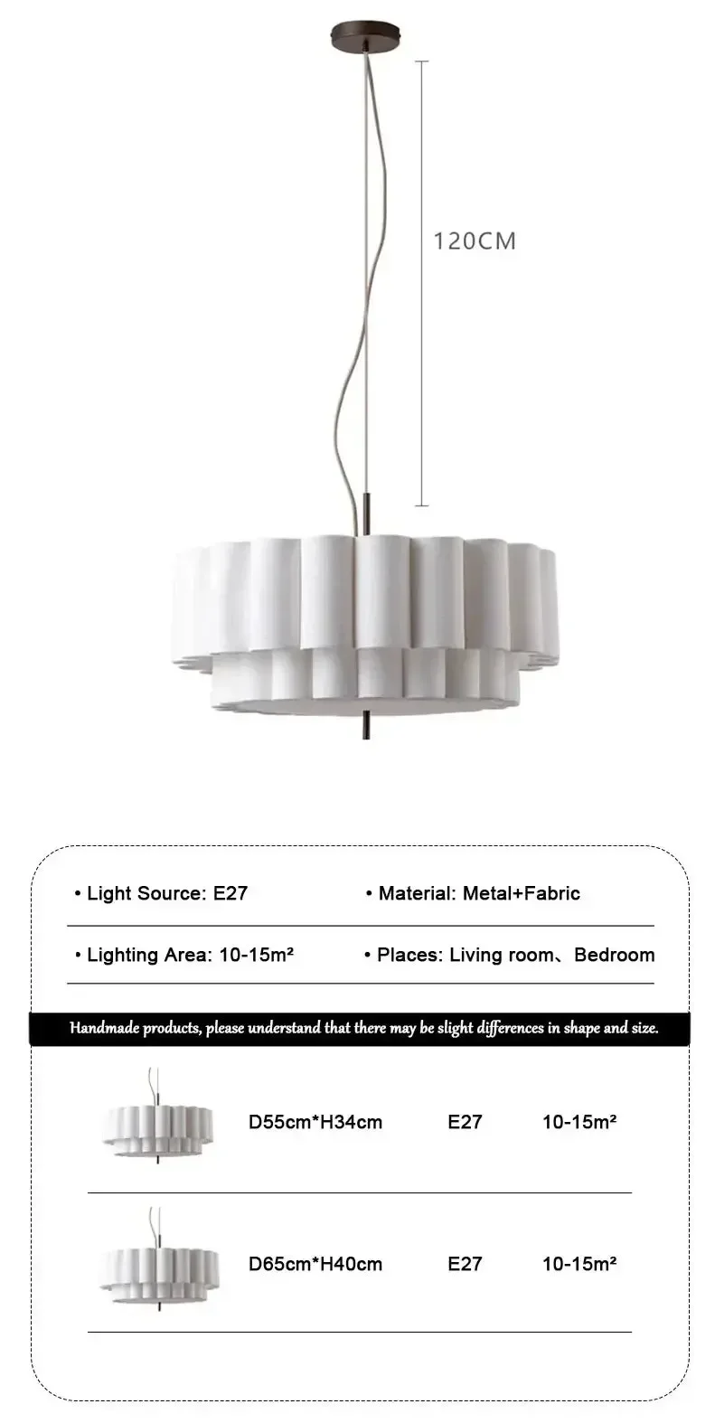 Nordic Retro Fabric Pendant Light Refined Maison®