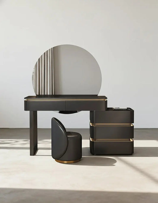 Grant Dressing Table With Big LED Mirror, Black/Cream DC Concept