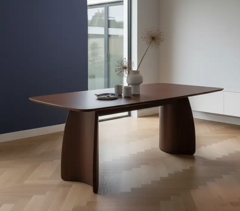Walnut Dining Table with Curved Legs Fishe and Lilly