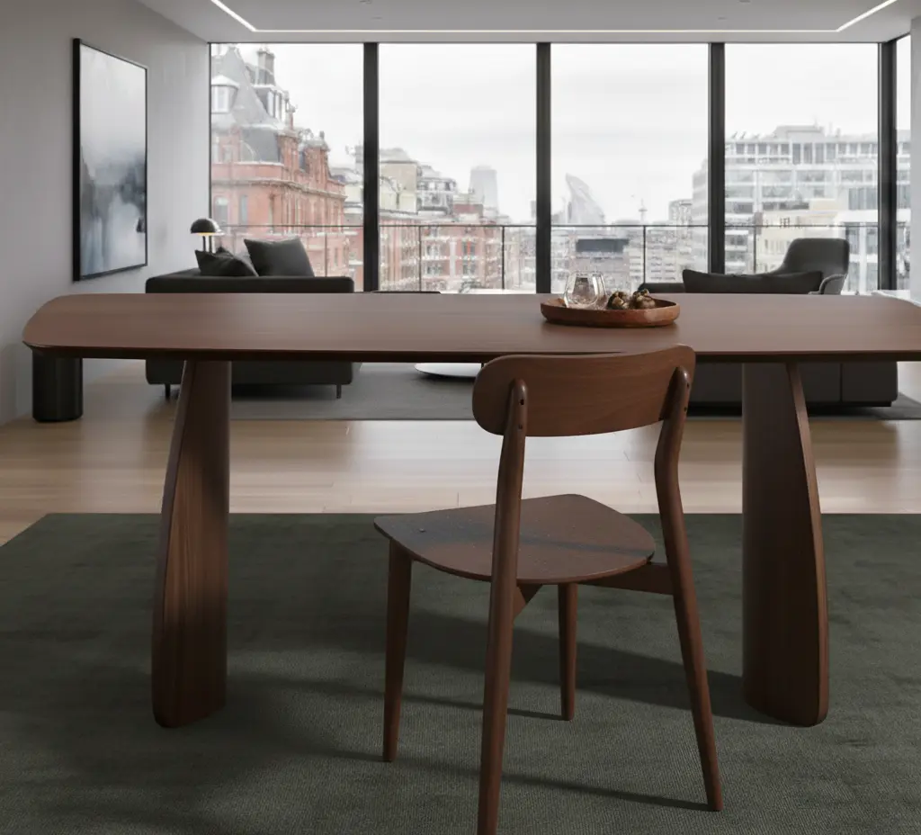Walnut Dining Table with Curved Legs Fishe and Lilly