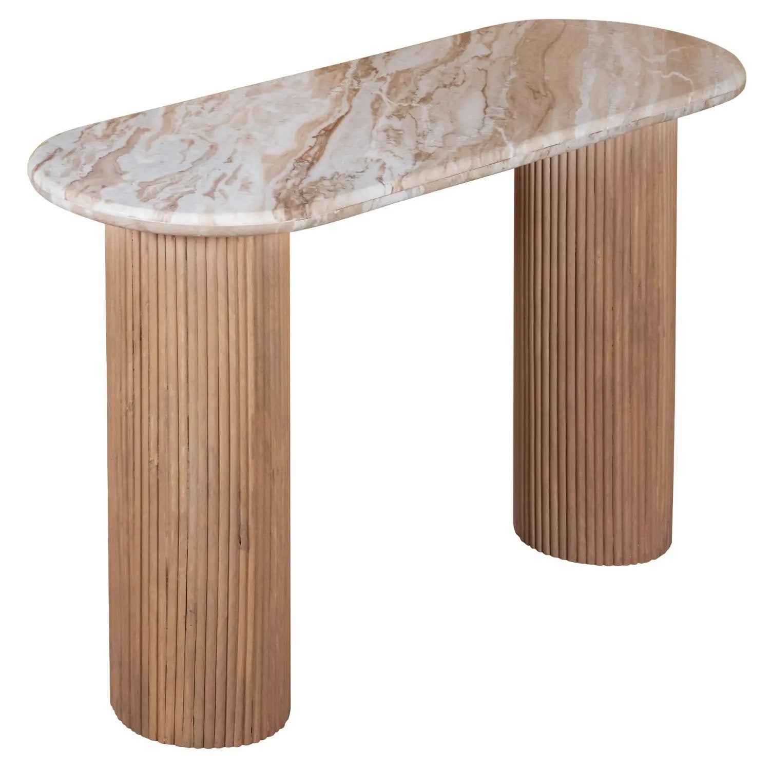 Bundi Natural Marble & Wood Pedestal Console Table Verty Furniture