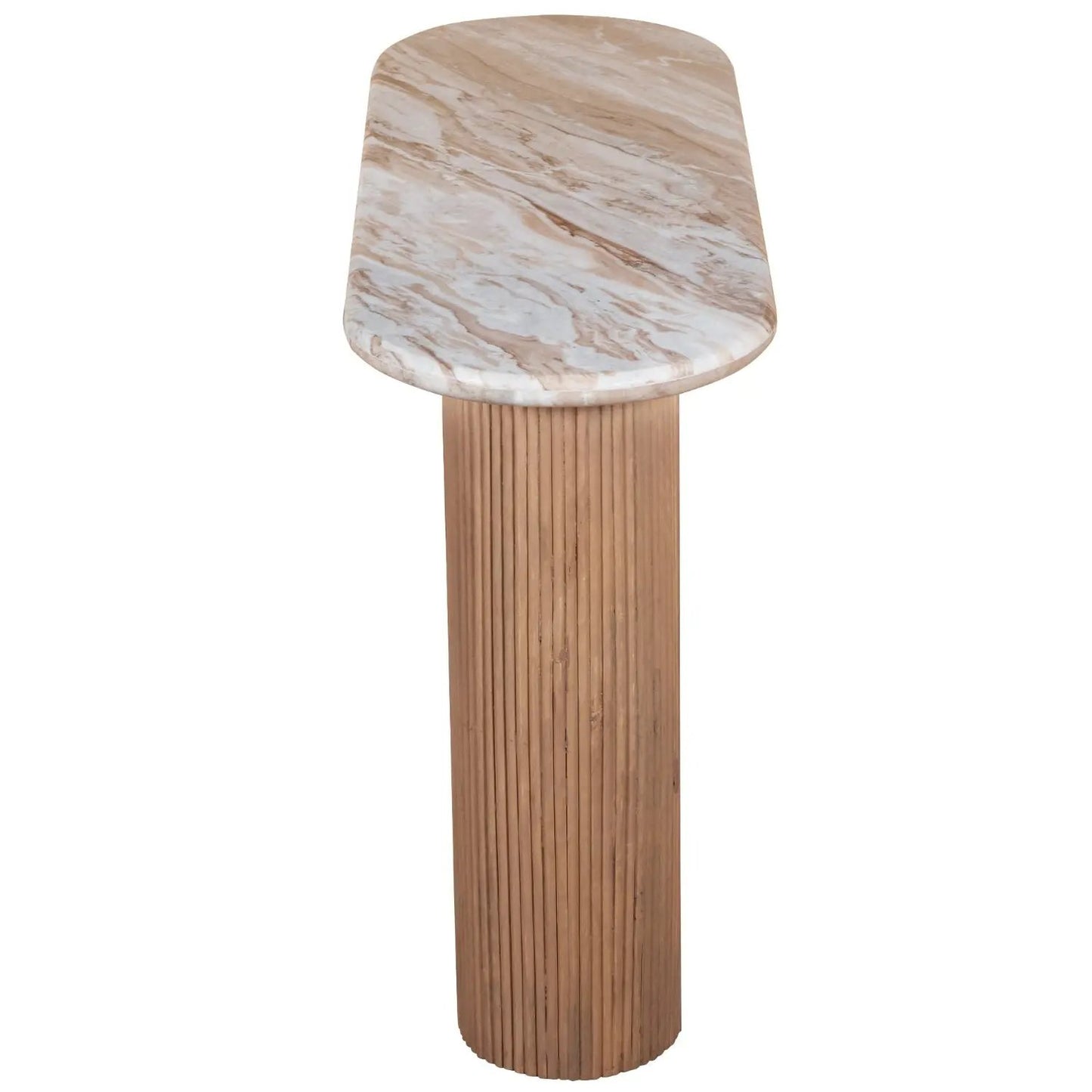 Bundi Natural Marble & Wood Pedestal Console Table Verty Furniture