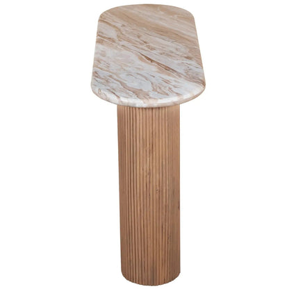 Bundi Natural Marble & Wood Pedestal Console Table Verty Furniture