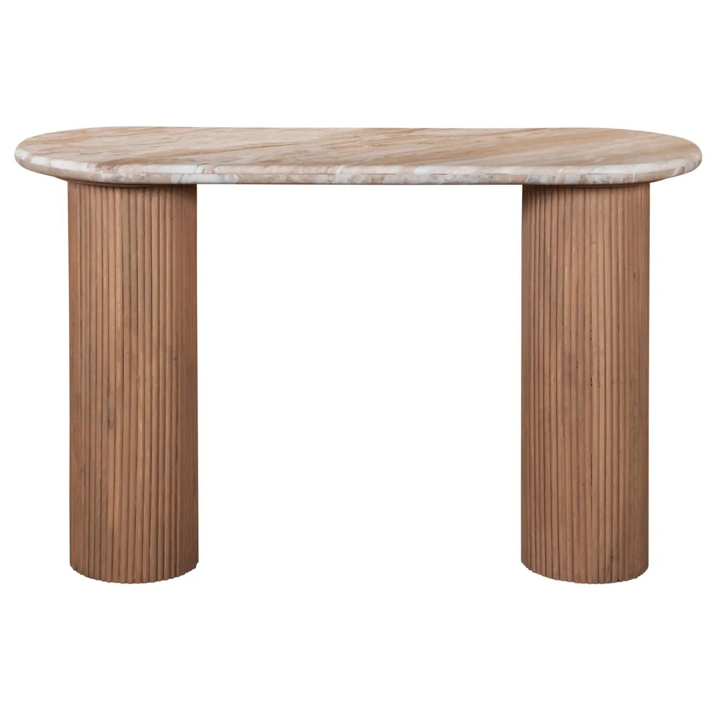 Bundi Natural Marble & Wood Pedestal Console Table Verty Furniture