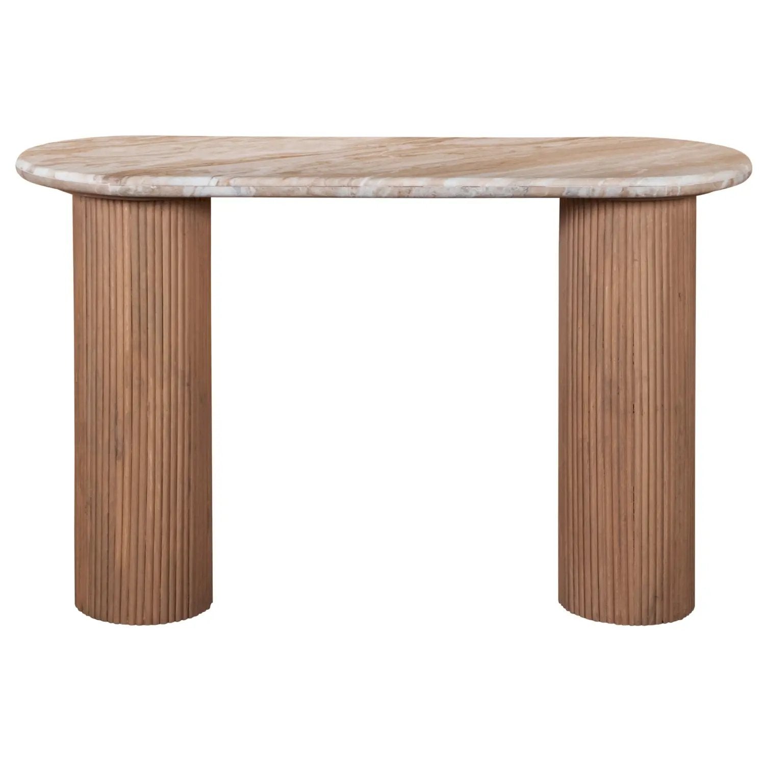 Bundi Natural Marble & Wood Pedestal Console Table Verty Furniture