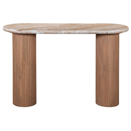 Bundi Natural Marble & Wood Pedestal Console Table Verty Furniture