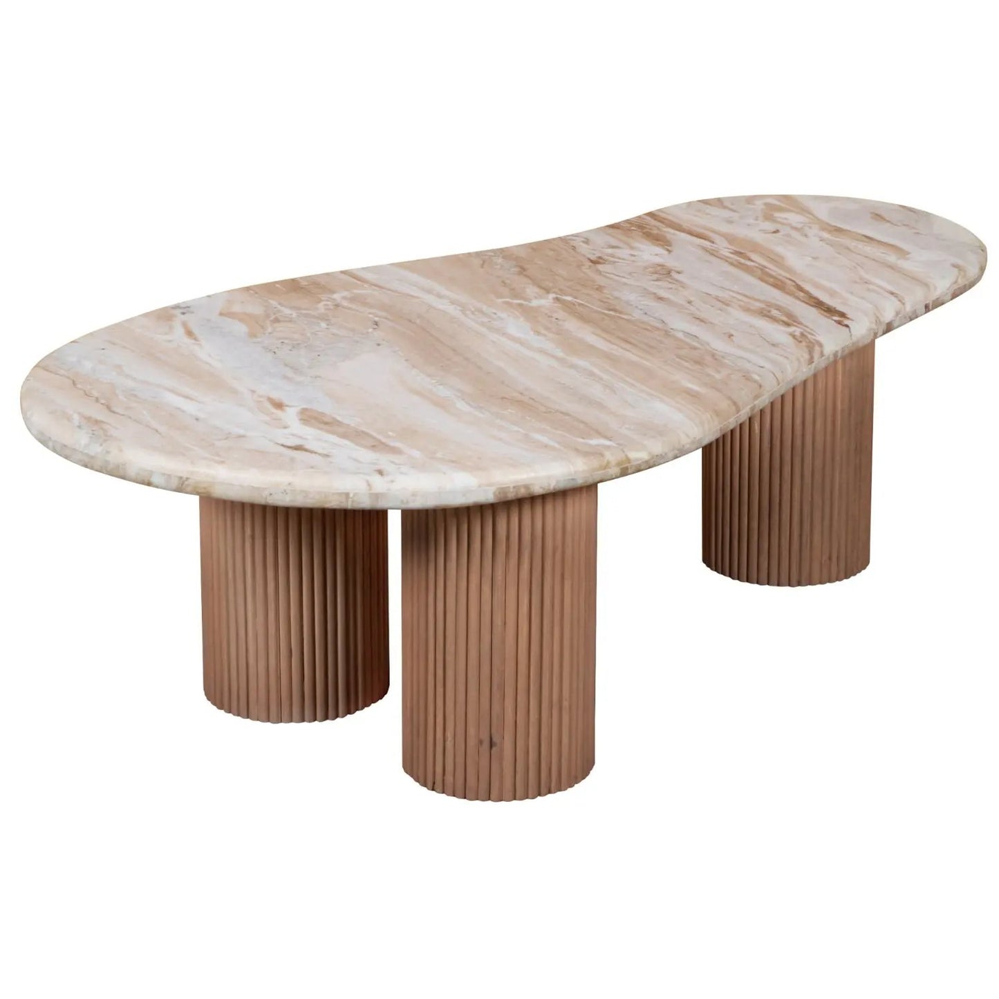 Bundi Natural Marble & Wood Pedestal Coffee Table Verty Furniture