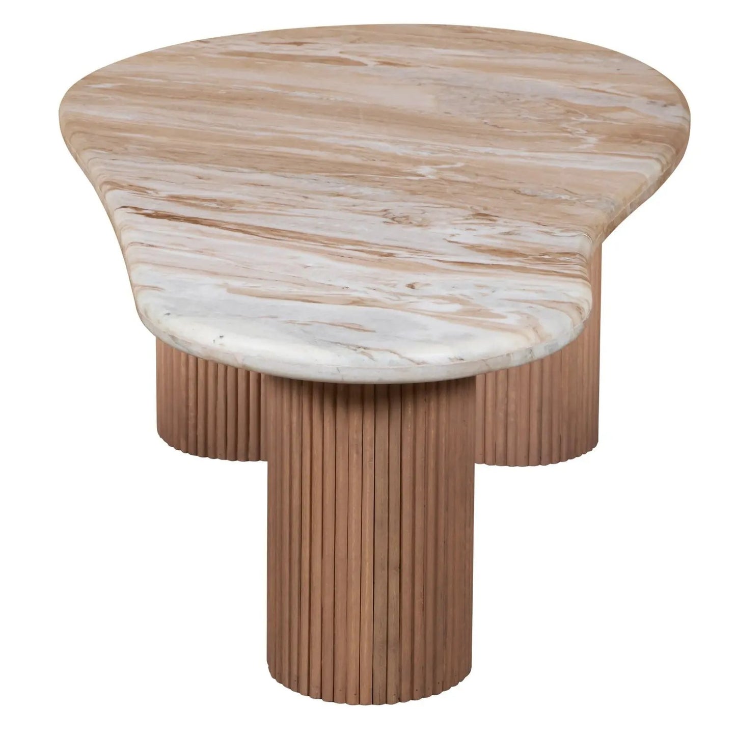 Bundi Natural Marble & Wood Pedestal Coffee Table Verty Furniture