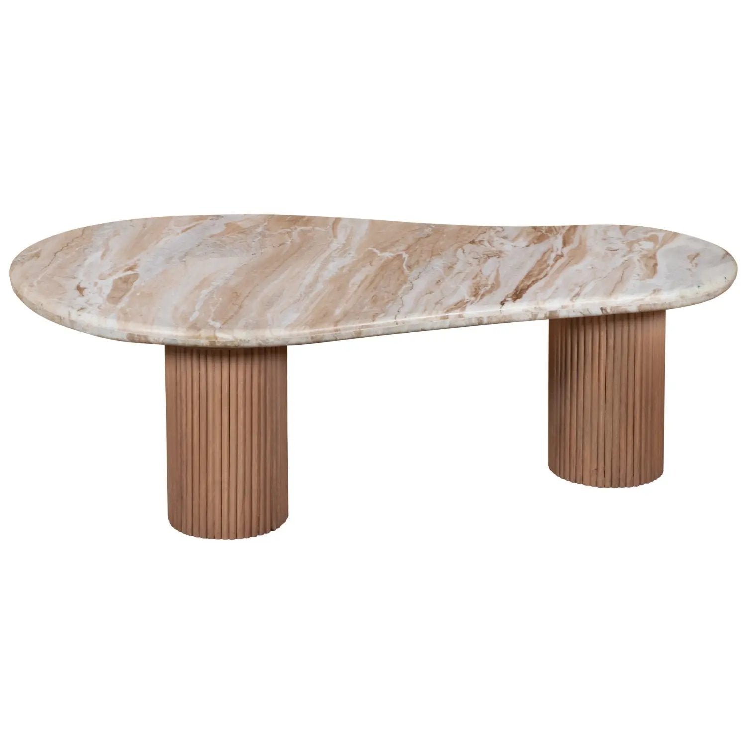 Bundi Natural Marble & Wood Pedestal Coffee Table Verty Furniture