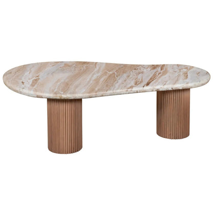 Bundi Natural Marble & Wood Pedestal Coffee Table Verty Furniture