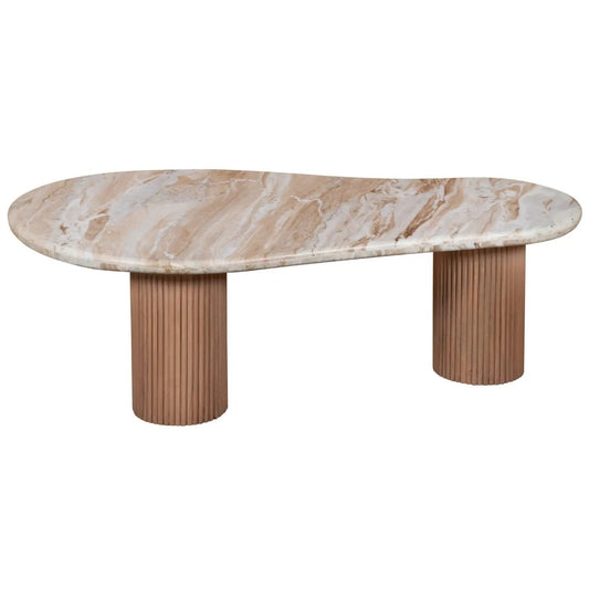 Bundi Natural Marble & Wood Pedestal Coffee Table Verty Furniture