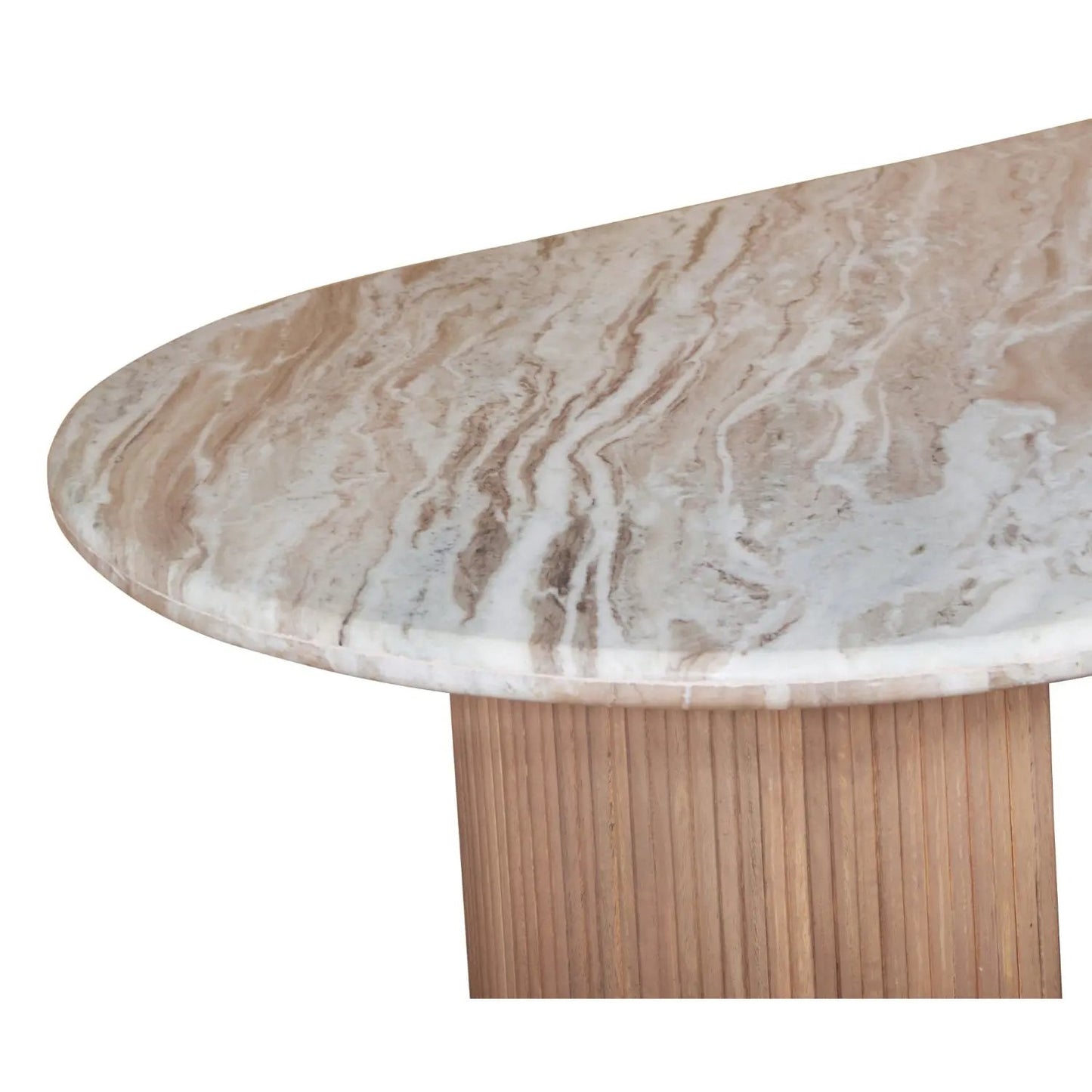 Bundi Natural Marble & Wood Pedestal 6-8 Seater Dining Table Verty Furniture