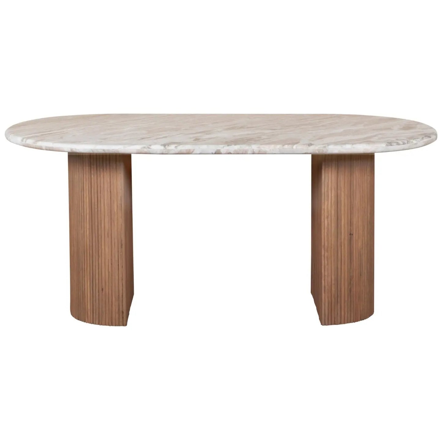 Bundi Natural Marble & Wood Pedestal 6-8 Seater Dining Table Verty Furniture