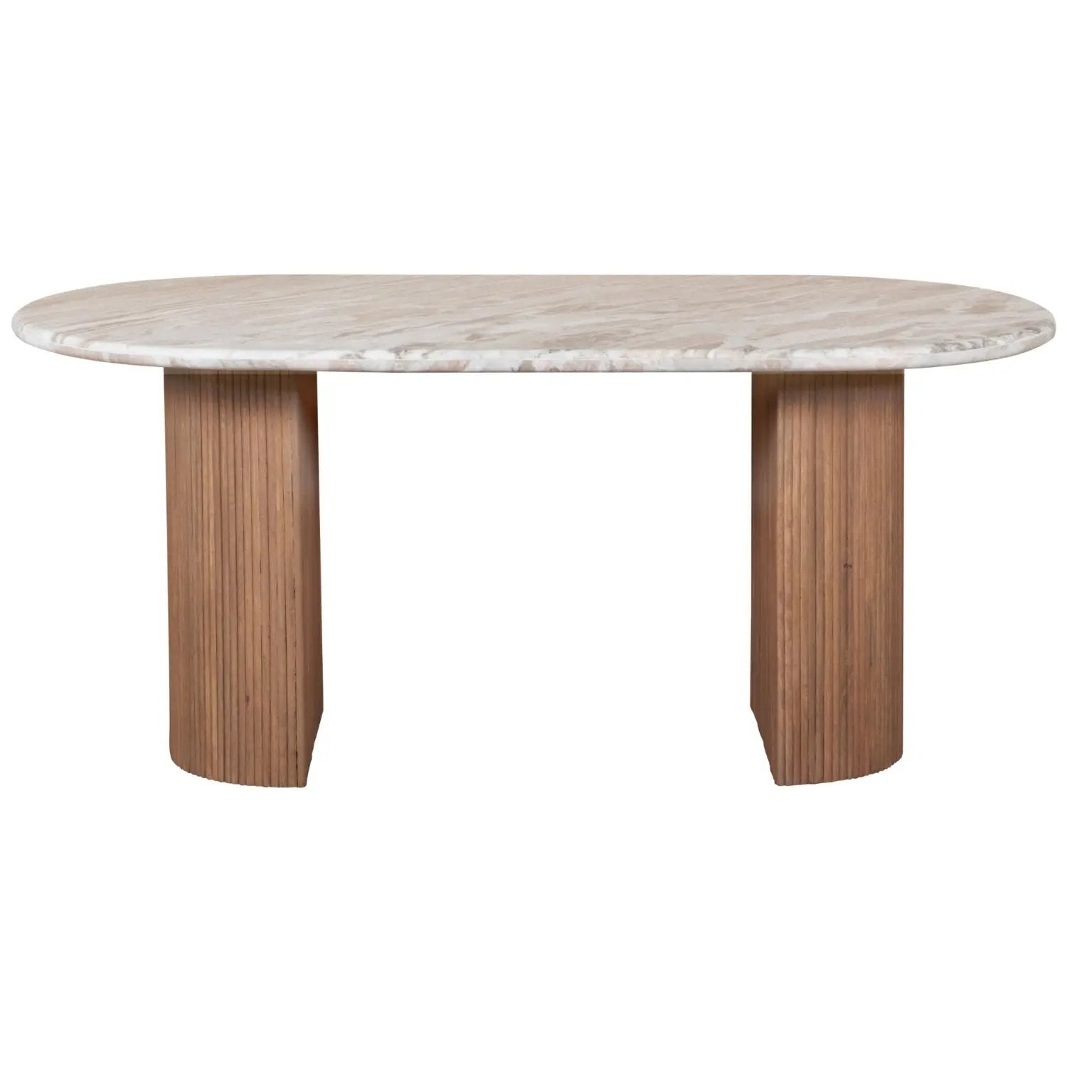 Bundi Natural Marble & Wood Pedestal 6-8 Seater Dining Table Verty Furniture