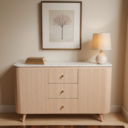 Bundi Natural Marble & Wood Extra Large Sideboard Verty Furniture