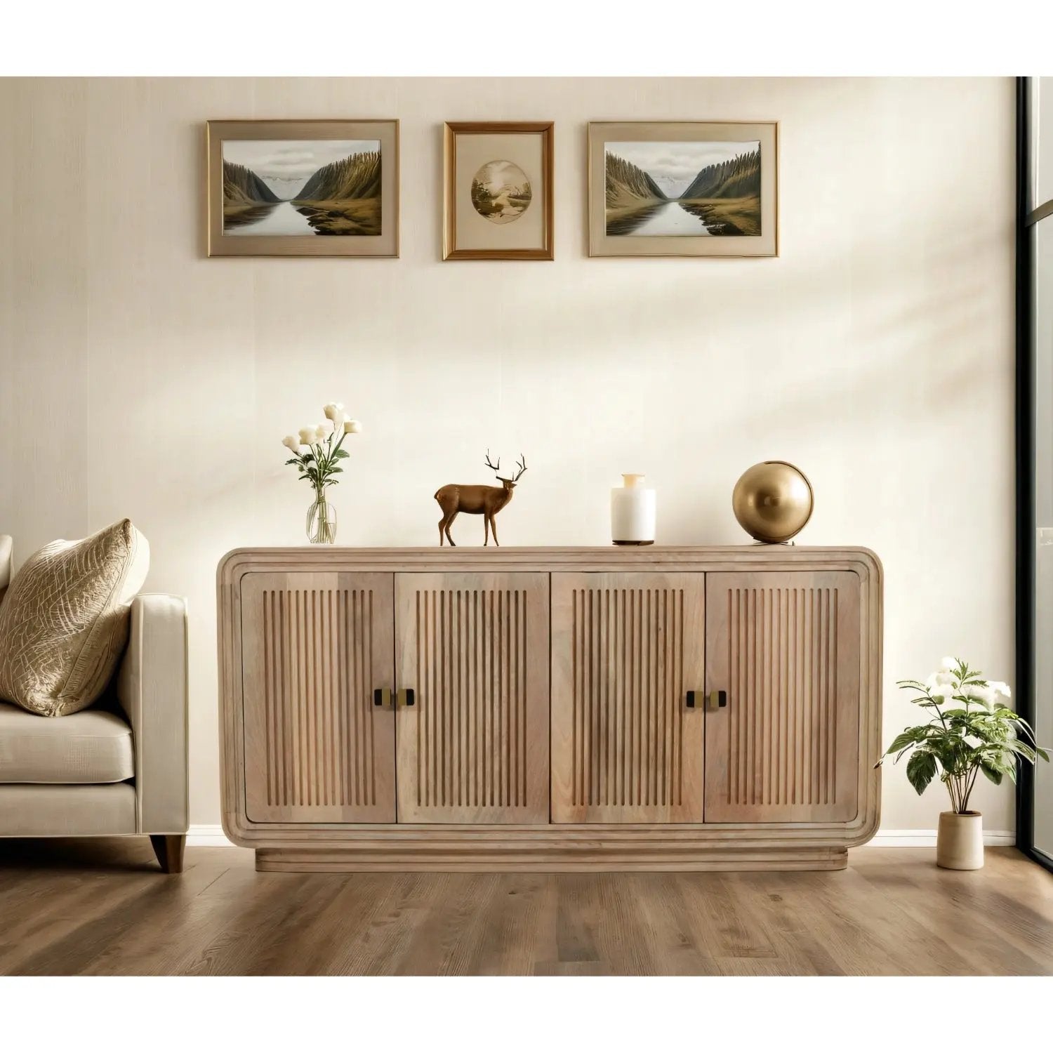 Preston Mango Wood 4 Doors Large Sideboard Verty Furniture
