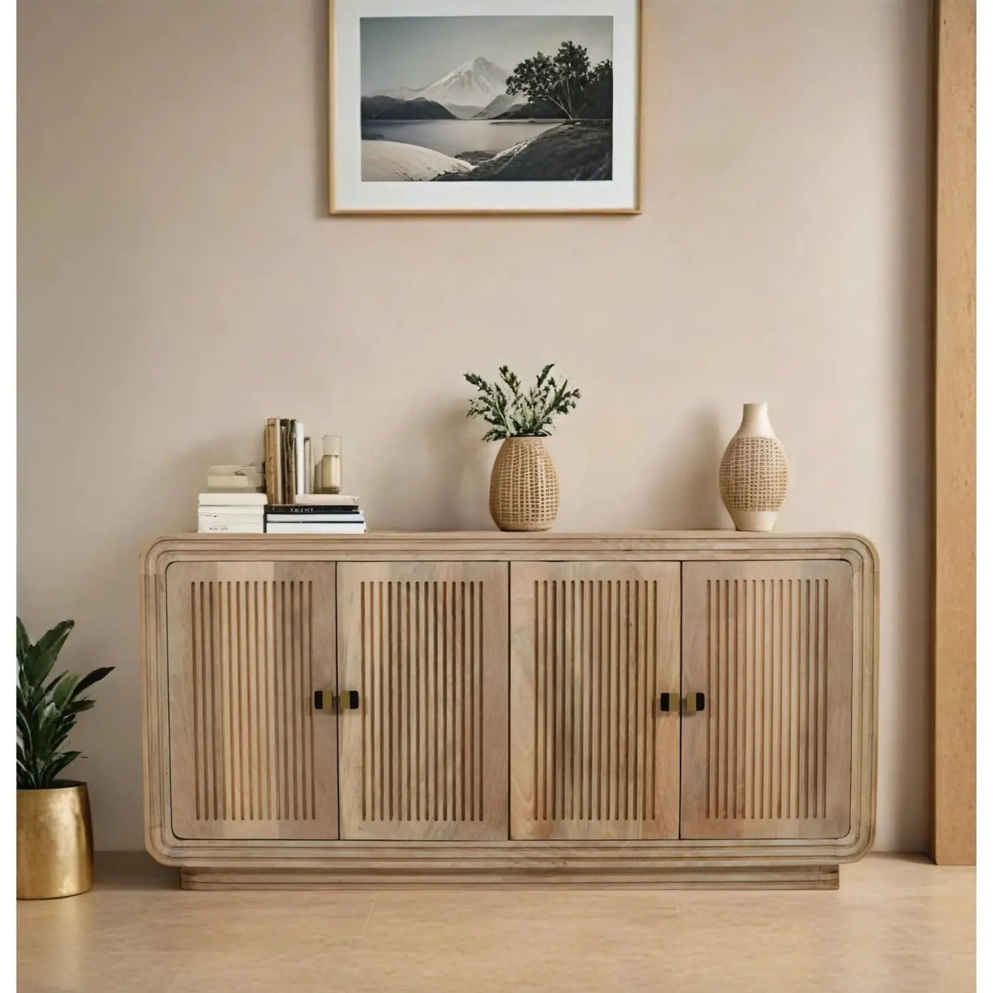 Preston Mango Wood 4 Doors Large Sideboard Verty Furniture