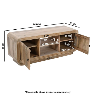 Preston Mango Wood 2 Doors TV Cabinet Verty Furniture