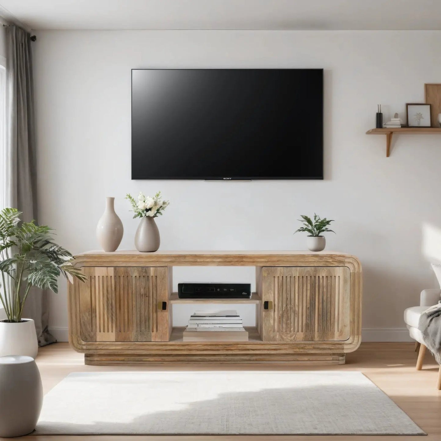 Preston Mango Wood 2 Doors TV Cabinet Verty Furniture