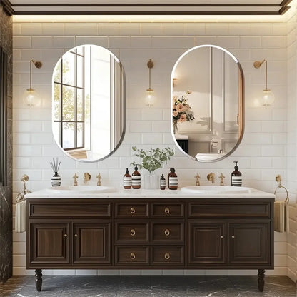 Lucy Frameless Oval Vanity Mirror - Silver Glass Beveled Edge Refined Maison®