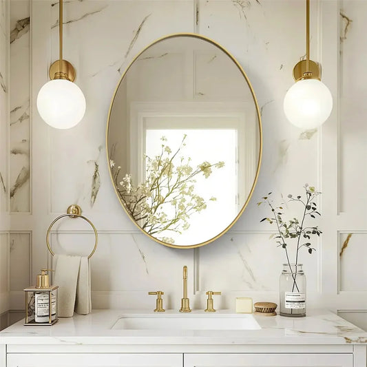 Poppy Brushed Gold Mirror with Metal Frame Refined Maison®