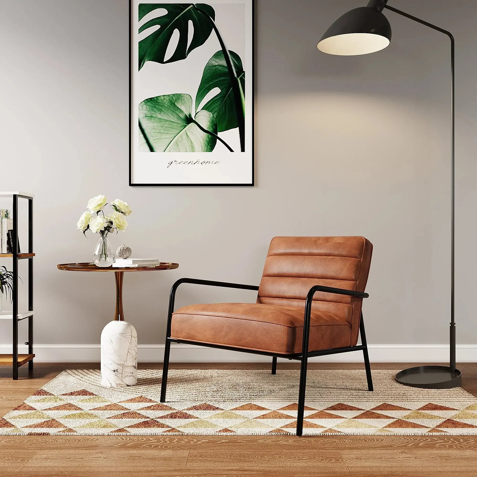 Soft PU Leather Accent Armchair with Cushioned Comfort - Refined Maison®
