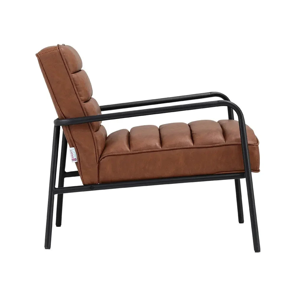 Soft PU Leather Accent Armchair with Cushioned Comfort - Refined Maison®