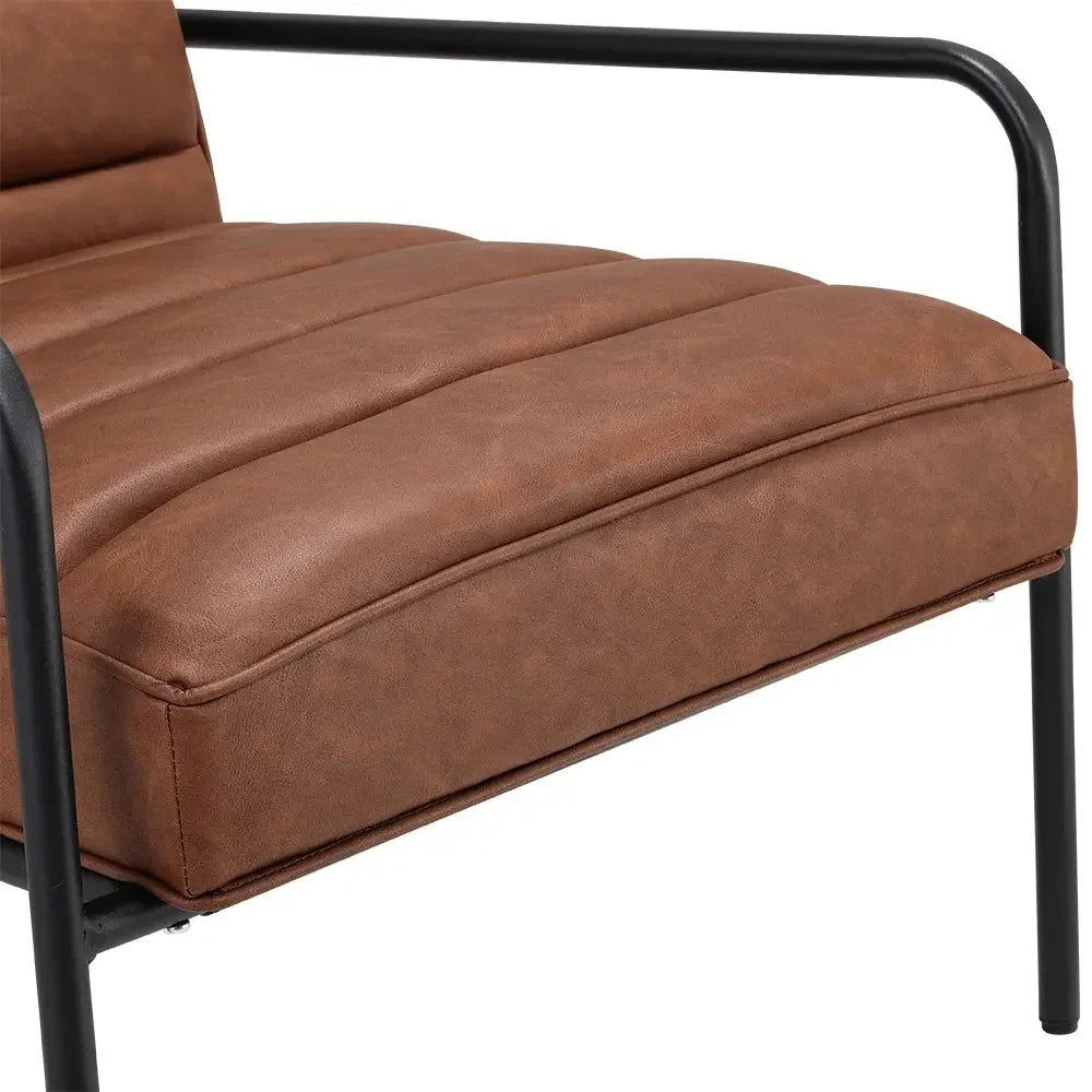 Soft PU Leather Accent Armchair with Cushioned Comfort - Refined Maison®