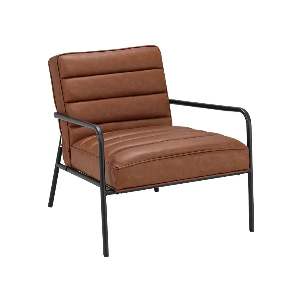 Soft PU Leather Accent Armchair with Cushioned Comfort - Refined Maison®