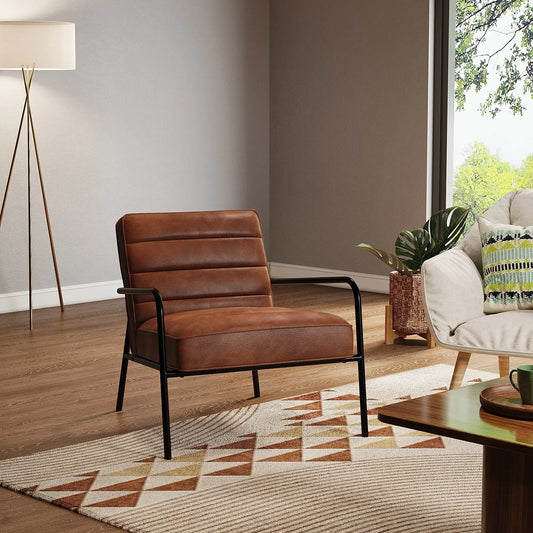 Soft PU Leather Accent Armchair with Cushioned Comfort Refined Maison®