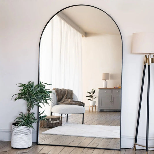 Akiko - Full Length Black Metal Arched Mirror - 180cm x 105cm. Jōbū Home