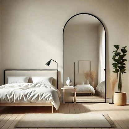 Akiko - Full Length Black Metal Arched Mirror - 180cm x 90cm Jōbū Home