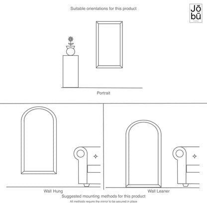 Akiko - Full Length Black Metal Arched Mirror - 200cm x 120cm Jōbū Home